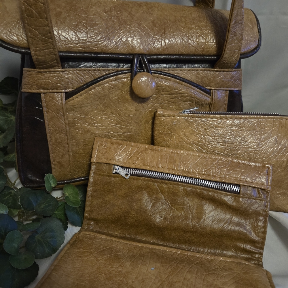 Langston’s House of Purses RARE Vintage Handmade Leather Bag Set wWallet & Pouch - Picture 14 of 14